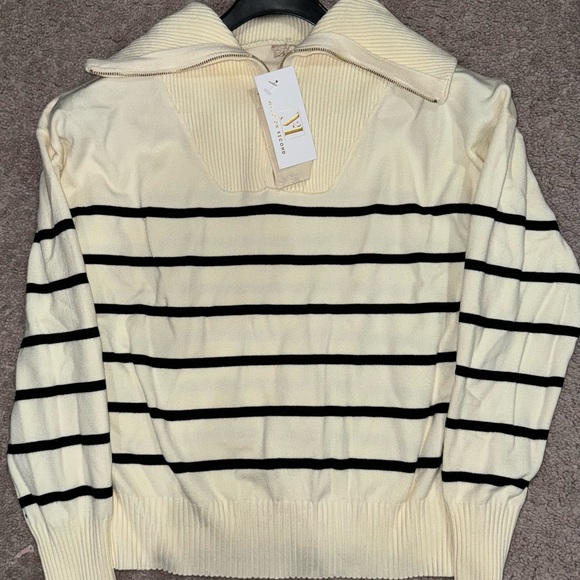Mylo on Second (Hem and Thread) Striped Sweater - Cream and Black - Picture 2 of 3